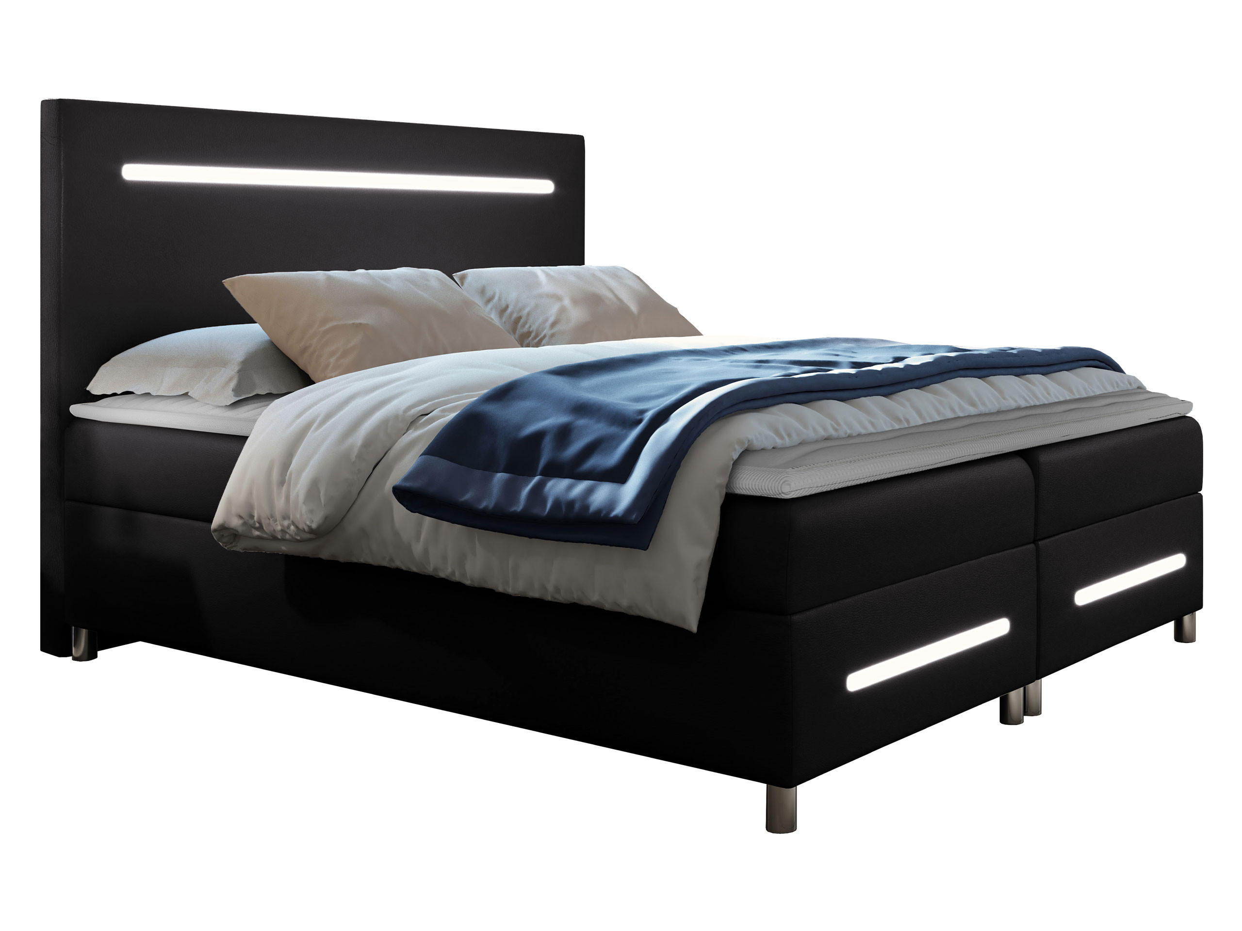 BOXBETT Enter LED - Schwarz, Holz (180/200cm) - MIRJAN24