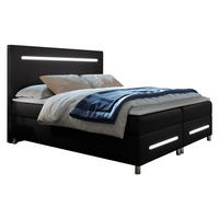 BOXBETT Enter LED - Schwarz, Holz (180/200cm) - MIRJAN24