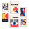 POSTER Set Mit 6 Bauhaus-Stil 3 Geometrisch Größe A3 & A4 Weißer Rahmen - Weiß, Papier (29.7/1cm) - Nacnic