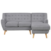 3-SITZER-ECKSOFA Polyester Grau rechtsseitig Motala - Hellgrau, Textil (176/138cm) - Beliani