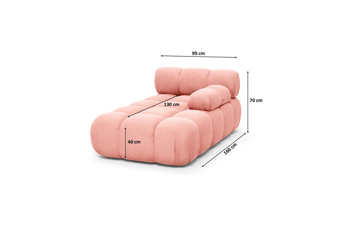 CHAISELONGUE Modular, Veloursstoff Salvador, Rosa, Rechts, Selia - Graphitfarben/Rosa, Holz (95/70/160cm) - Kaiser Möbel