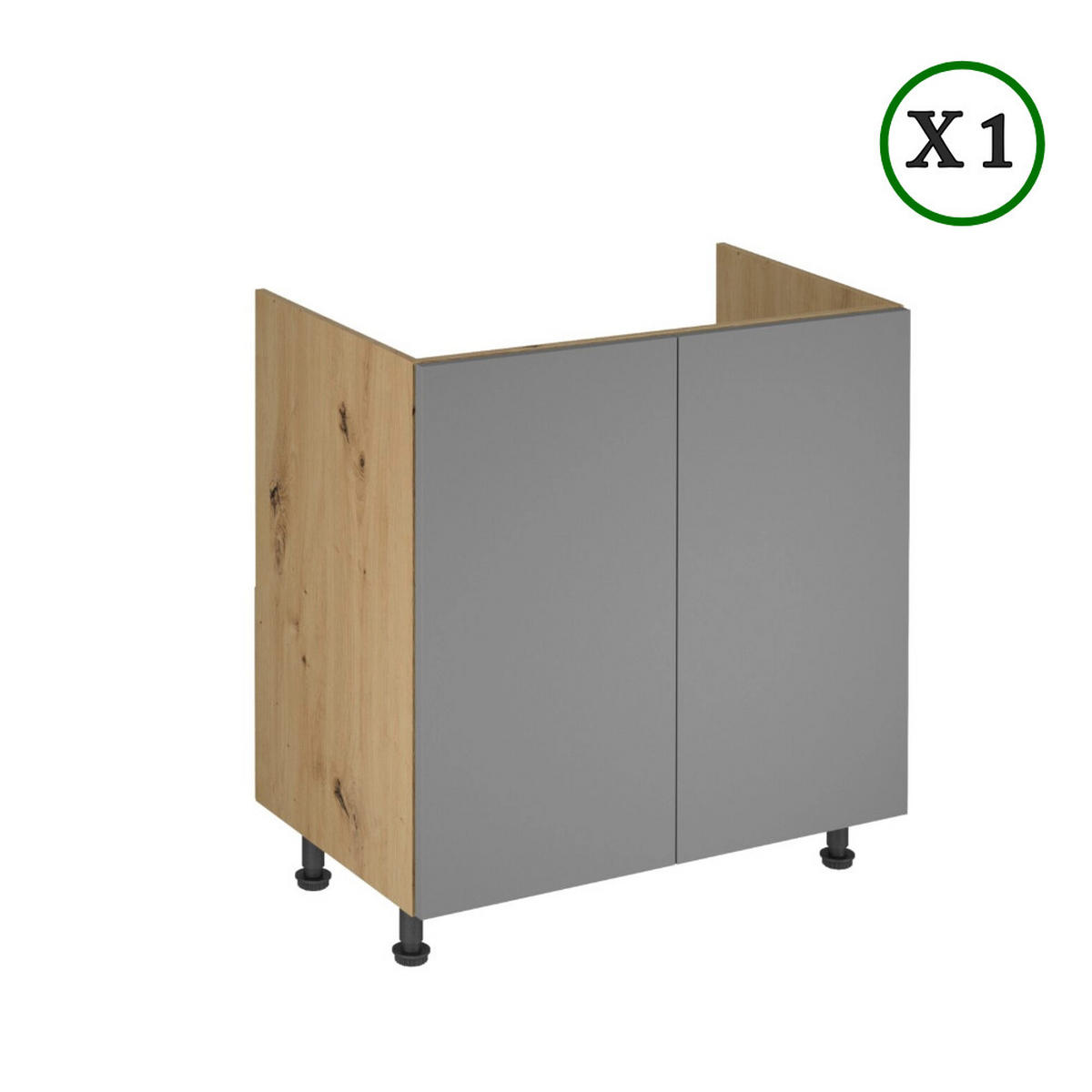 KÜCHENZEILE 140 cm - Langen K15-M140 - in Artisan Eiche / Beige - Beige/Schwarz, Holz/Holzwerkstoff (140/210/47cm)