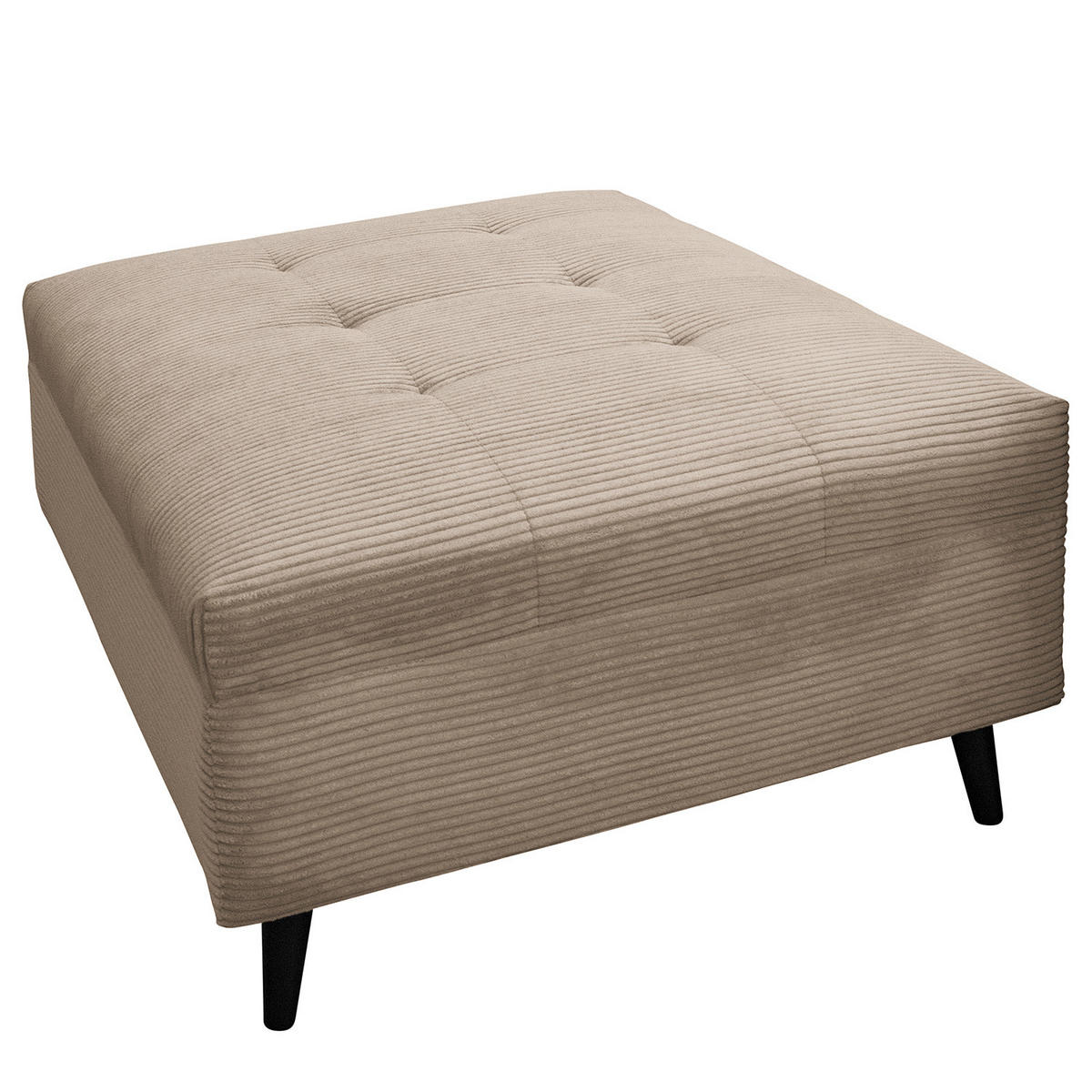 ECKSOFA mit Ottomane und Hocker - Schwarz/Cappuccino, Birkenholz/Textil (247/174cm) - home24