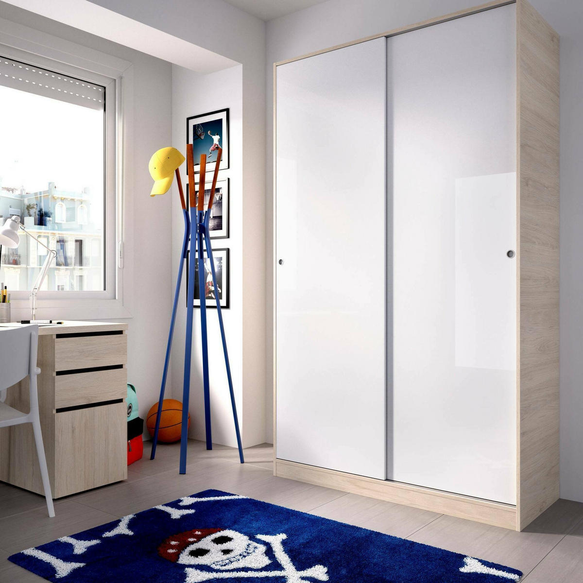 KLEIDERSCHRANK 2 TÜREN Holz-Effekt Weiß, Eiche 50/120/204 cm - Weiß, Holzwerkstoff (120/204/50cm) - DMORA