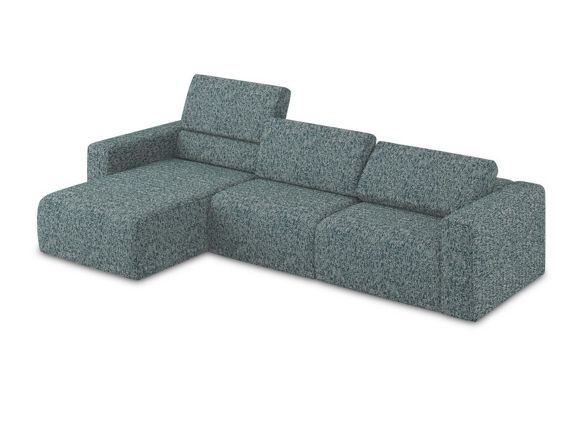 ECKSOFA Links Strukturstoff Stoff Blau - Blau/Blaugrau, Kunststoff/Textil (167/314cm) - Makamii