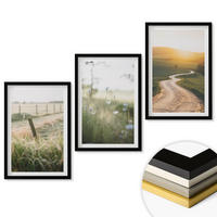 WANDBILDER 3er-Set - 40x60 cm Schwarzer Rahmen - Landschaftswiesenstraße West - Schwarz, Kunststoff (40/60cm) - ArtPrintCave