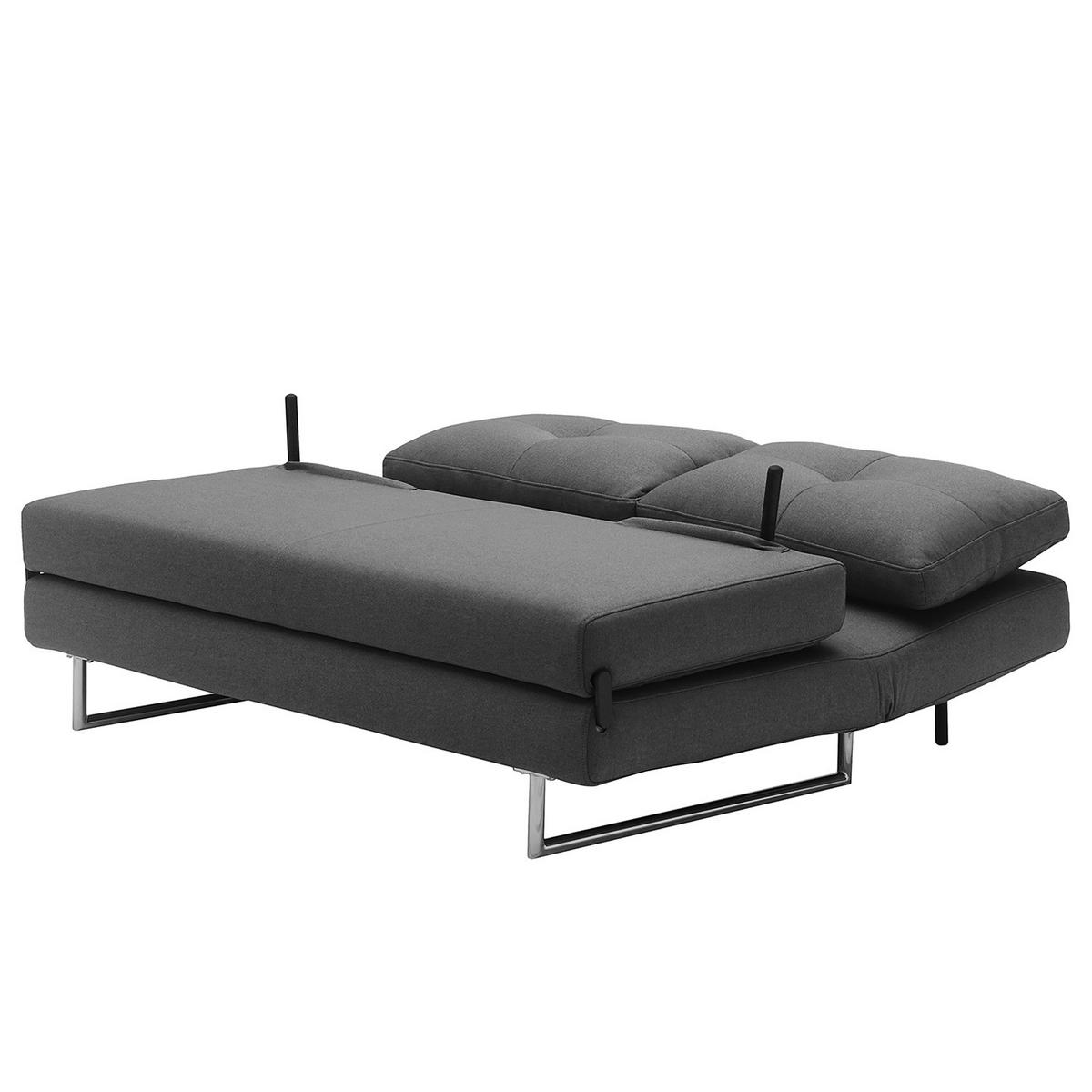 SCHLAFSOFA - Webstoff - Chromfarben/Dunkelgrau, Textil/Metall (150/85/88cm) - home24