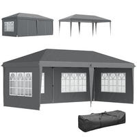 PAVILLON 3x6 m mit 4 Seitenwänden grau - Grau, Metall (295/270/585cm) - ComfortXL