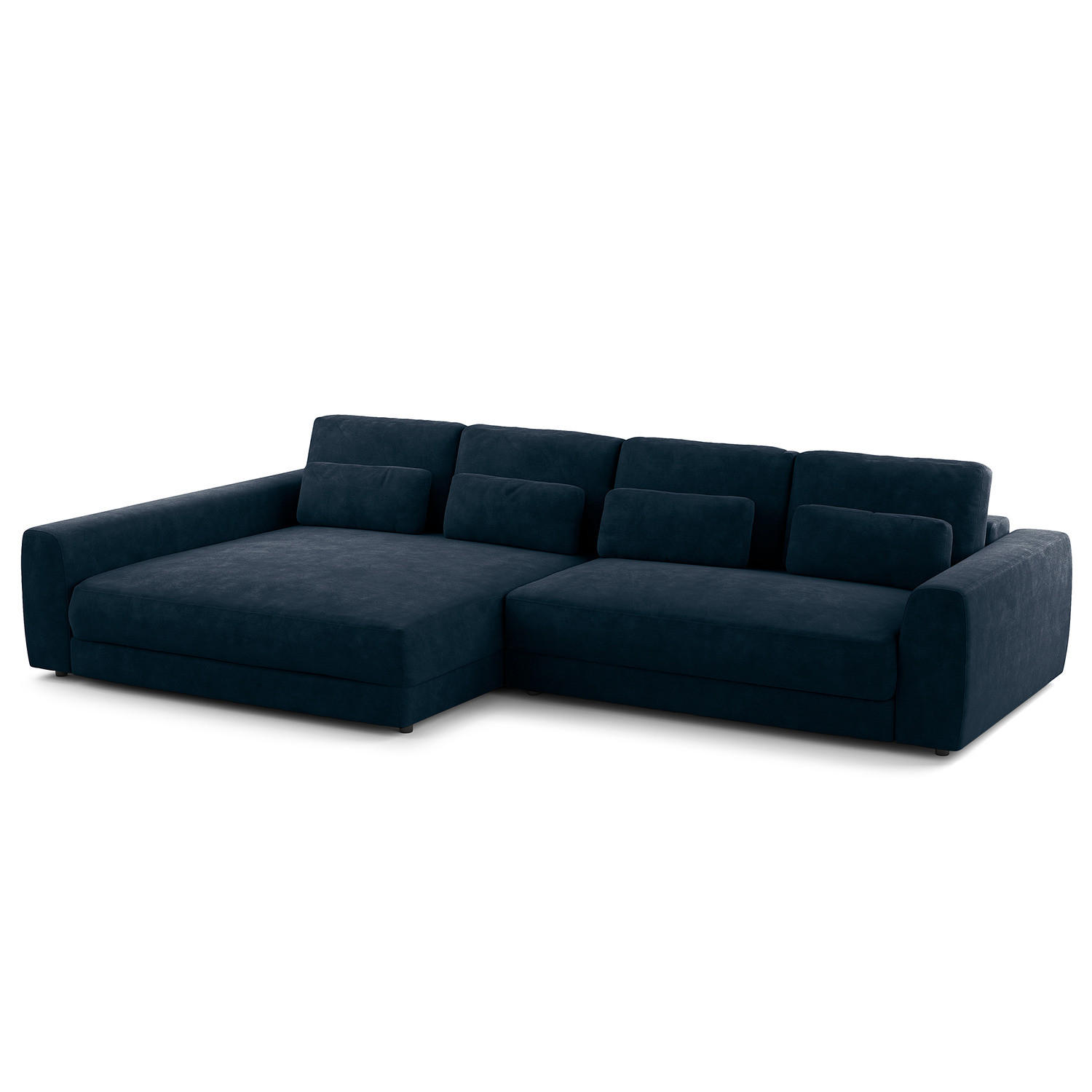 ECKSOFA mit XXL-Longchair - Blau/Schwarz, Kunststoff/Textil (323/182cm) - home24