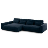 ECKSOFA mit XXL-Longchair - Blau/Schwarz, Kunststoff/Textil (323/182cm) - home24