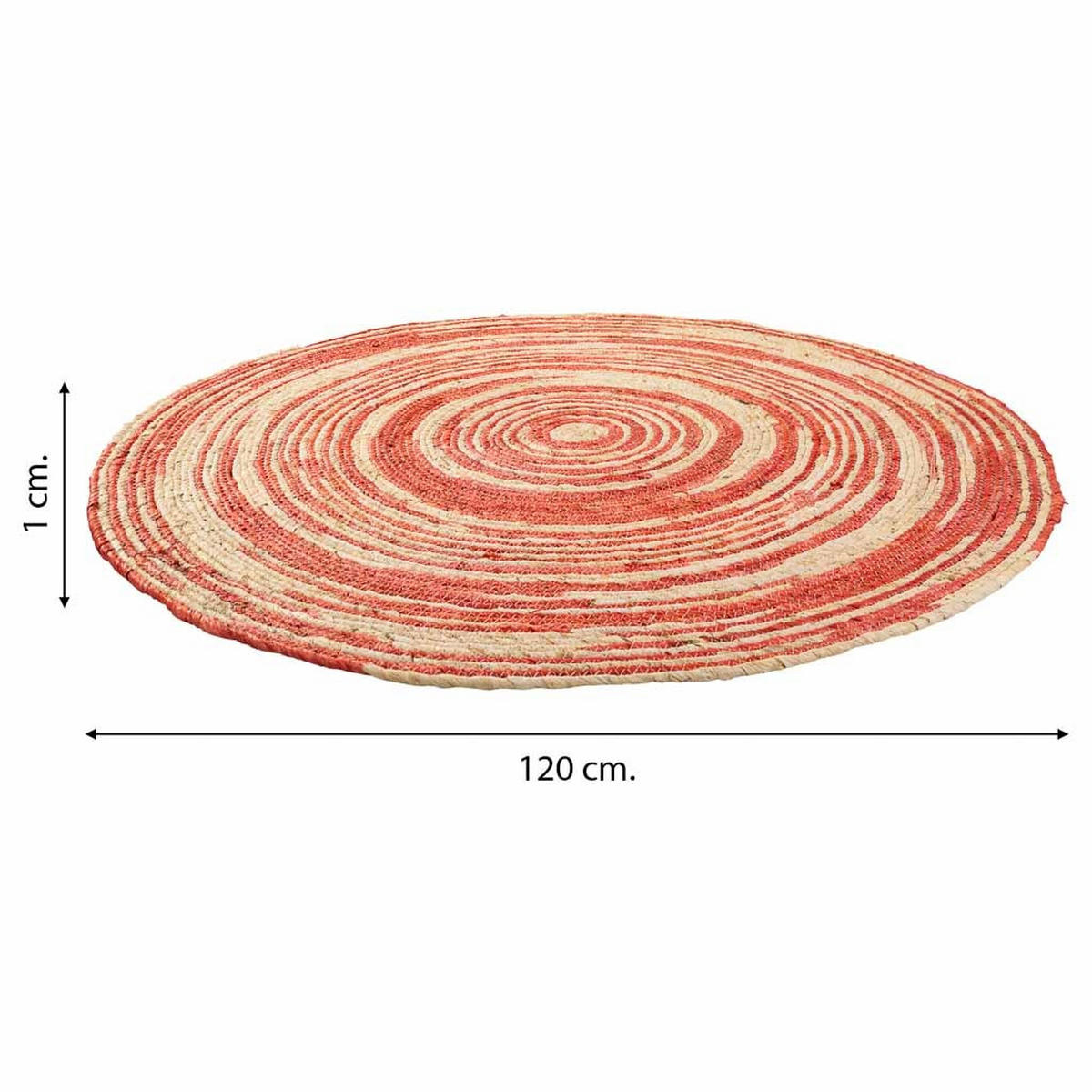 JUTETEPPICH rund, braun, D120x1 cm - Rot/Naturfarben, Naturmaterialien (120/120cm) - Wanderlust
