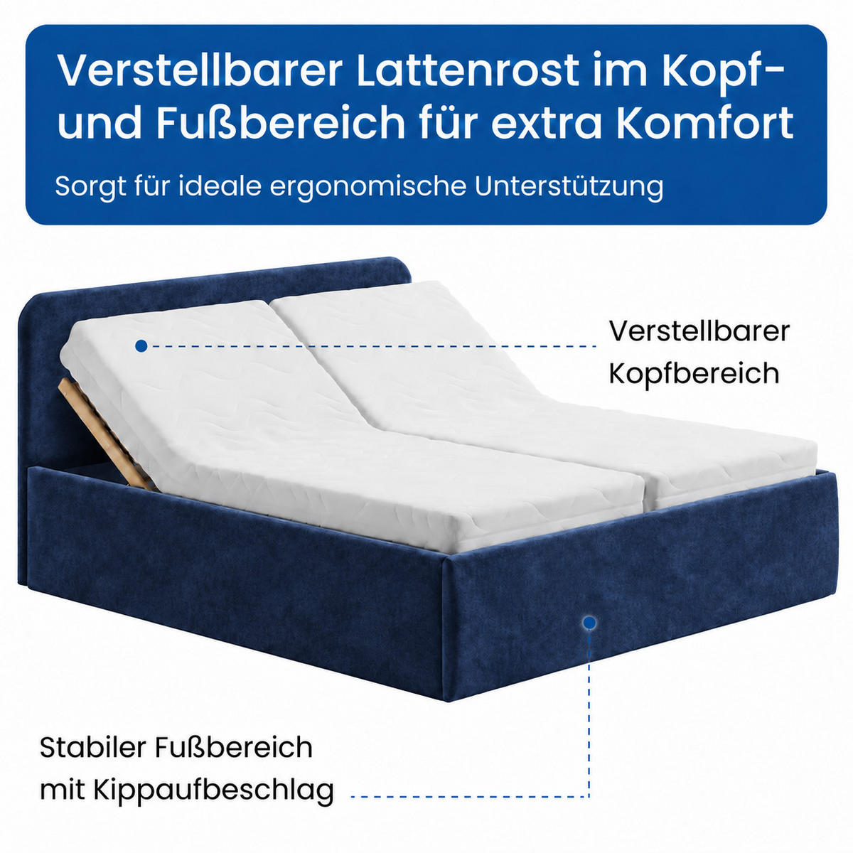 POLSTERBETT 200x200 cm Microvelours in Navy - Dunkelblau, Textil (200/200cm) - Home Collective