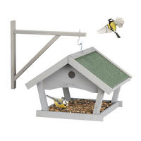 VOGELFUTTERHAUS - Grau, Holz/Metall (42.5/35/40.5cm) - Relaxdays