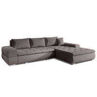 ECKSOFA L Form Sivaso Braun 310/210/85 cm – mit Schlaffunktion und Bettkasten - Hellbraun/Silberfarben, Textil/Metall (310/210cm) - AX Living