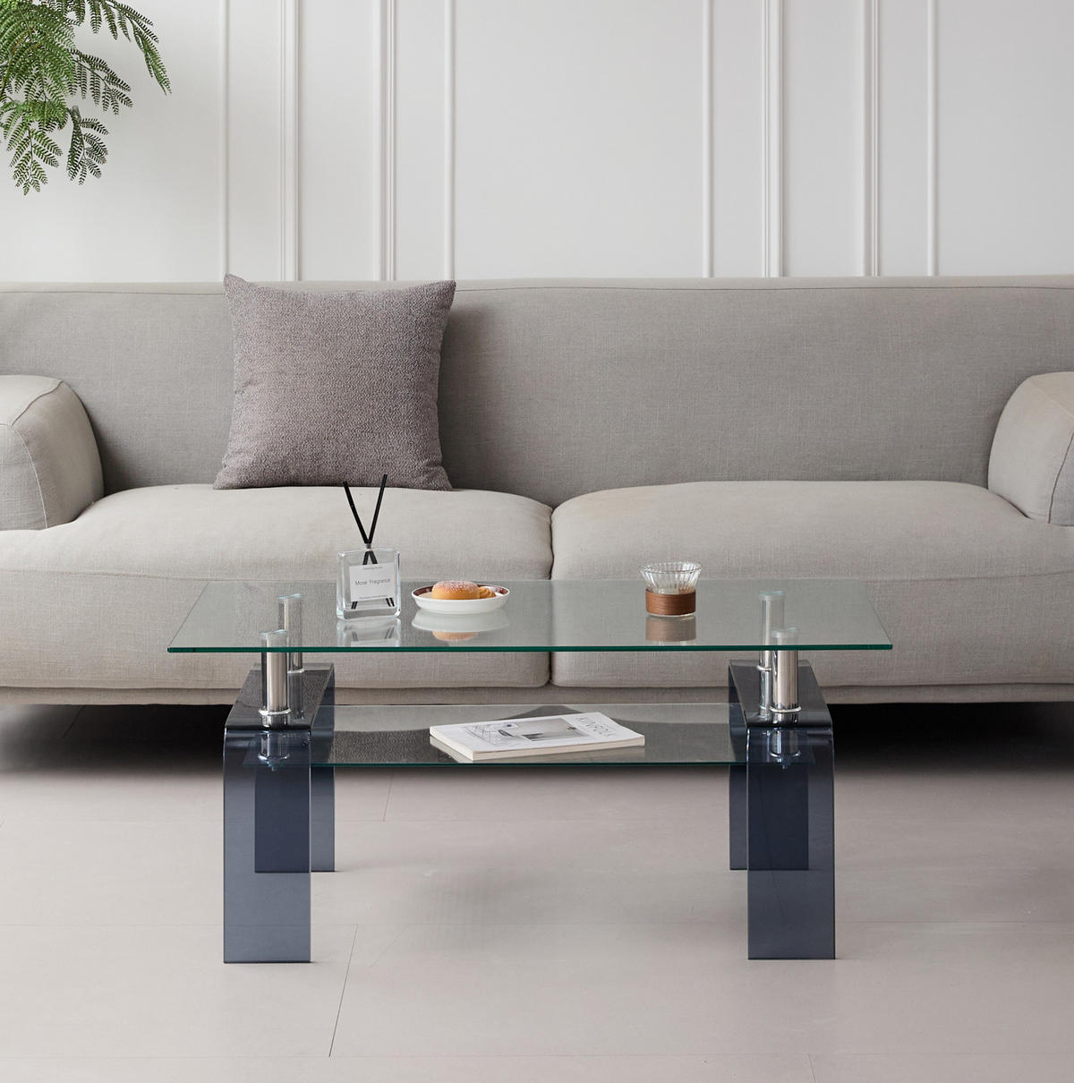 COUCHTISCH 100 x 55 cm Temperglas Clear mit 2 Ebenen - Klar, Glas (100/55/45cm) - Meubliv