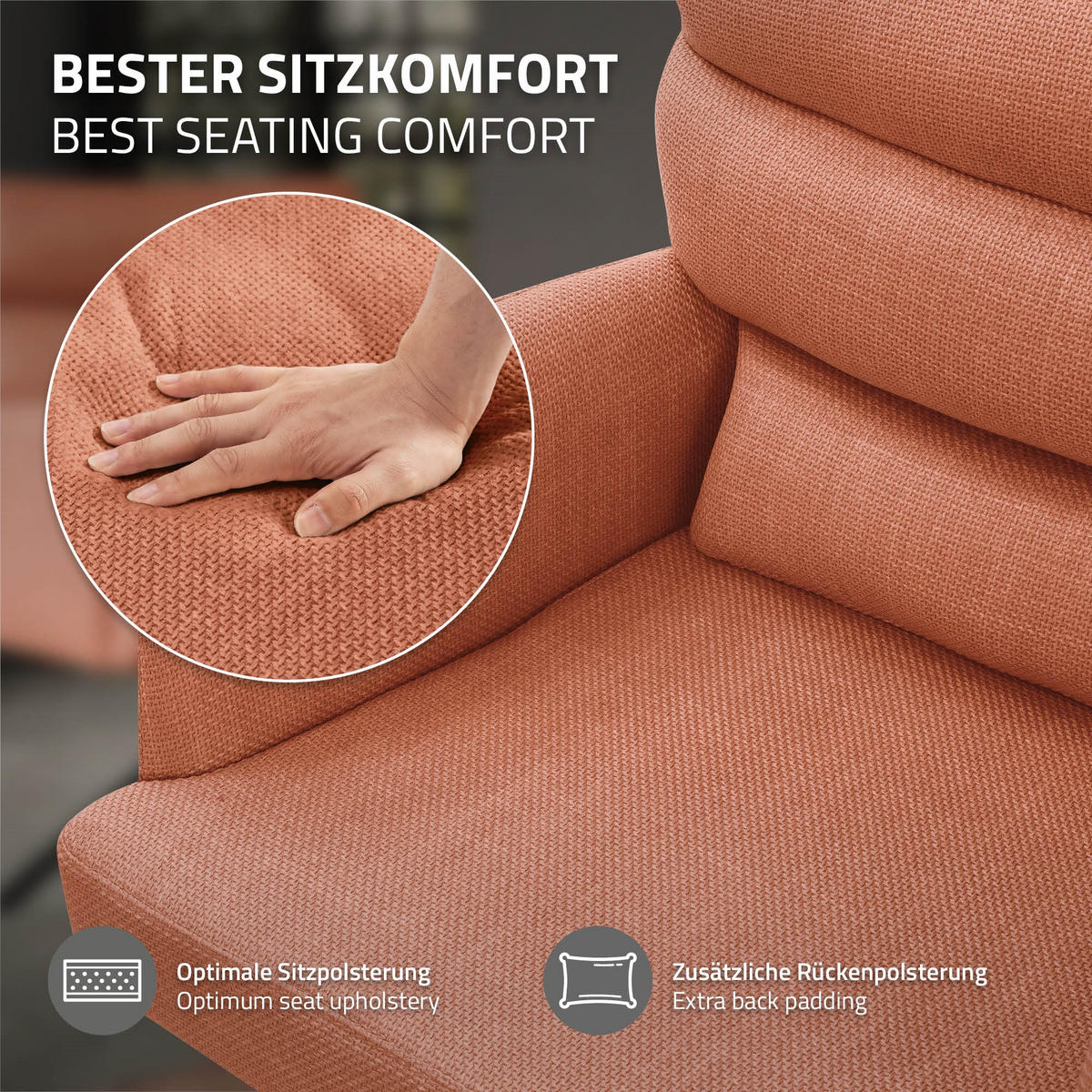 ESSZIMMERSTUHL drehbar Orange Stoffbezug - Schwarz/Orange, Textil/Metall (64.5/93/64cm) - ML-DESIGN