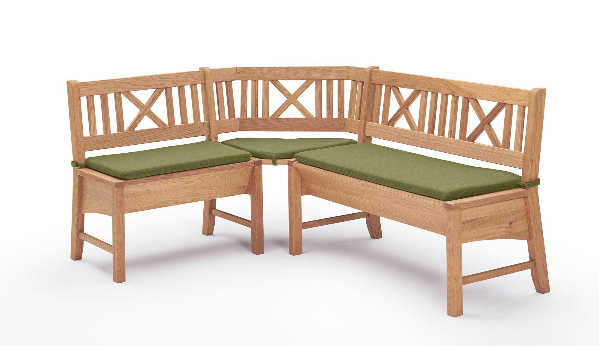 ECKBANK Deborah 204 x 224 x 87 Massivholz Buche lackiert/Grün - Buchefarben/Grün, Holz (204/224cm) - 58aufmkessel