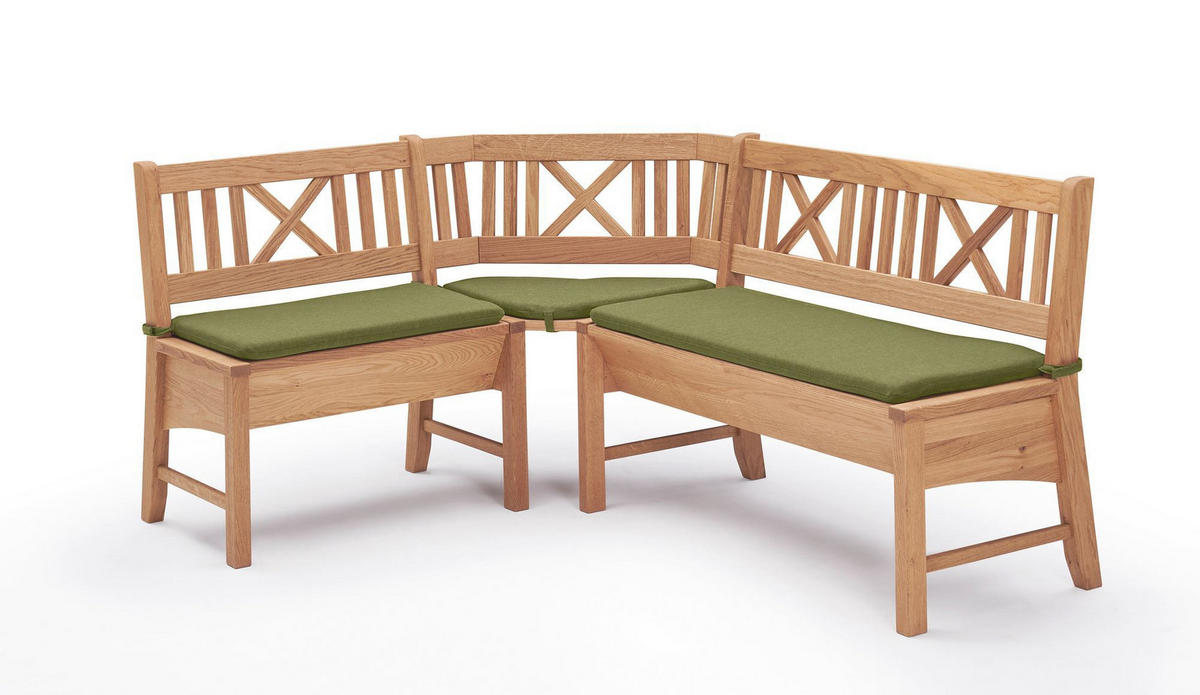 ECKBANK Deborah 177 x 224 x 87 Massivholz Buche lackiert/Grün - Buchefarben/Grün, Holz (177/224cm) - 58aufmkessel