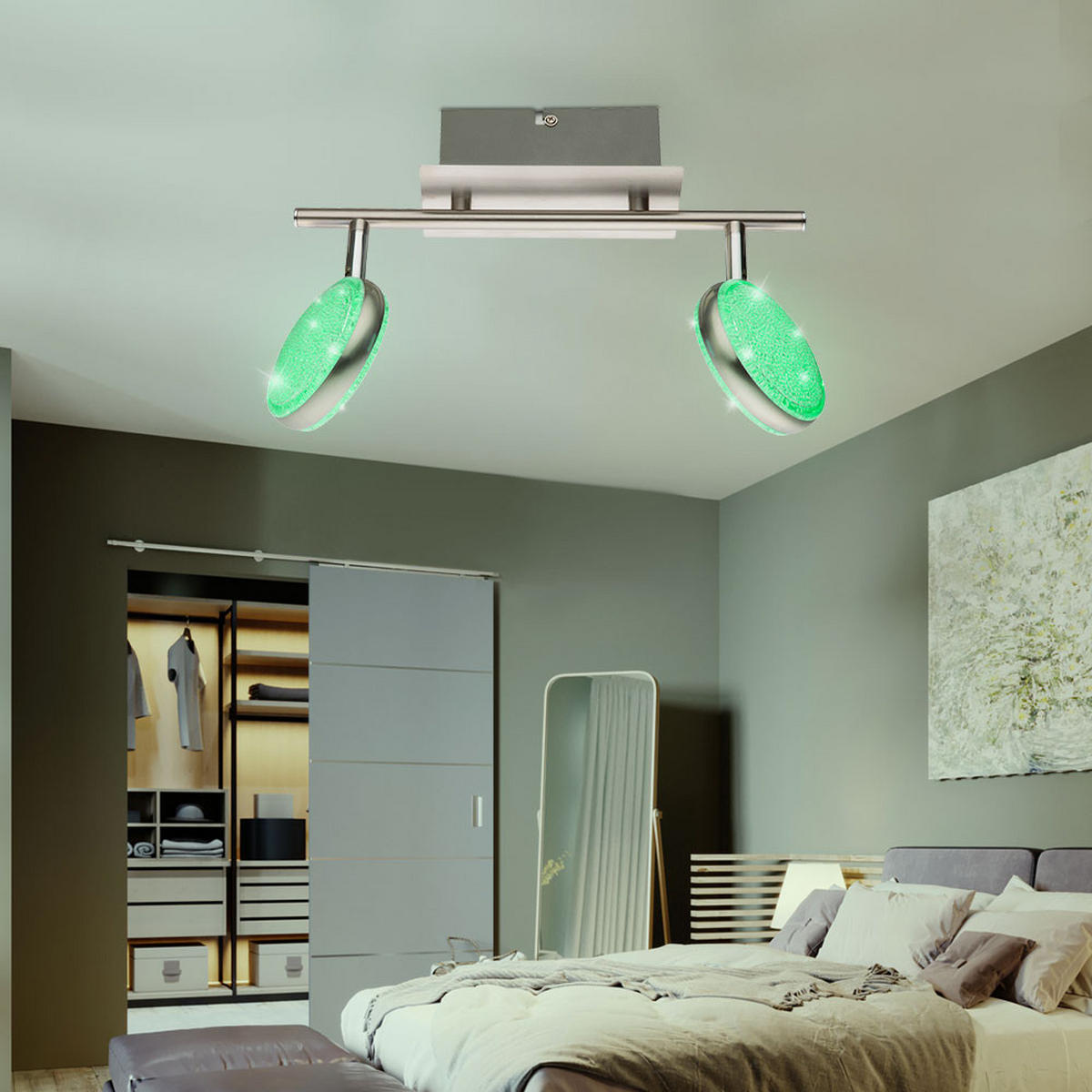 LED DECKENLEUCHTE BAMENDA Silber Kristalloptik - Silberfarben, Metall (31/8/21cm) - Globo Lighting