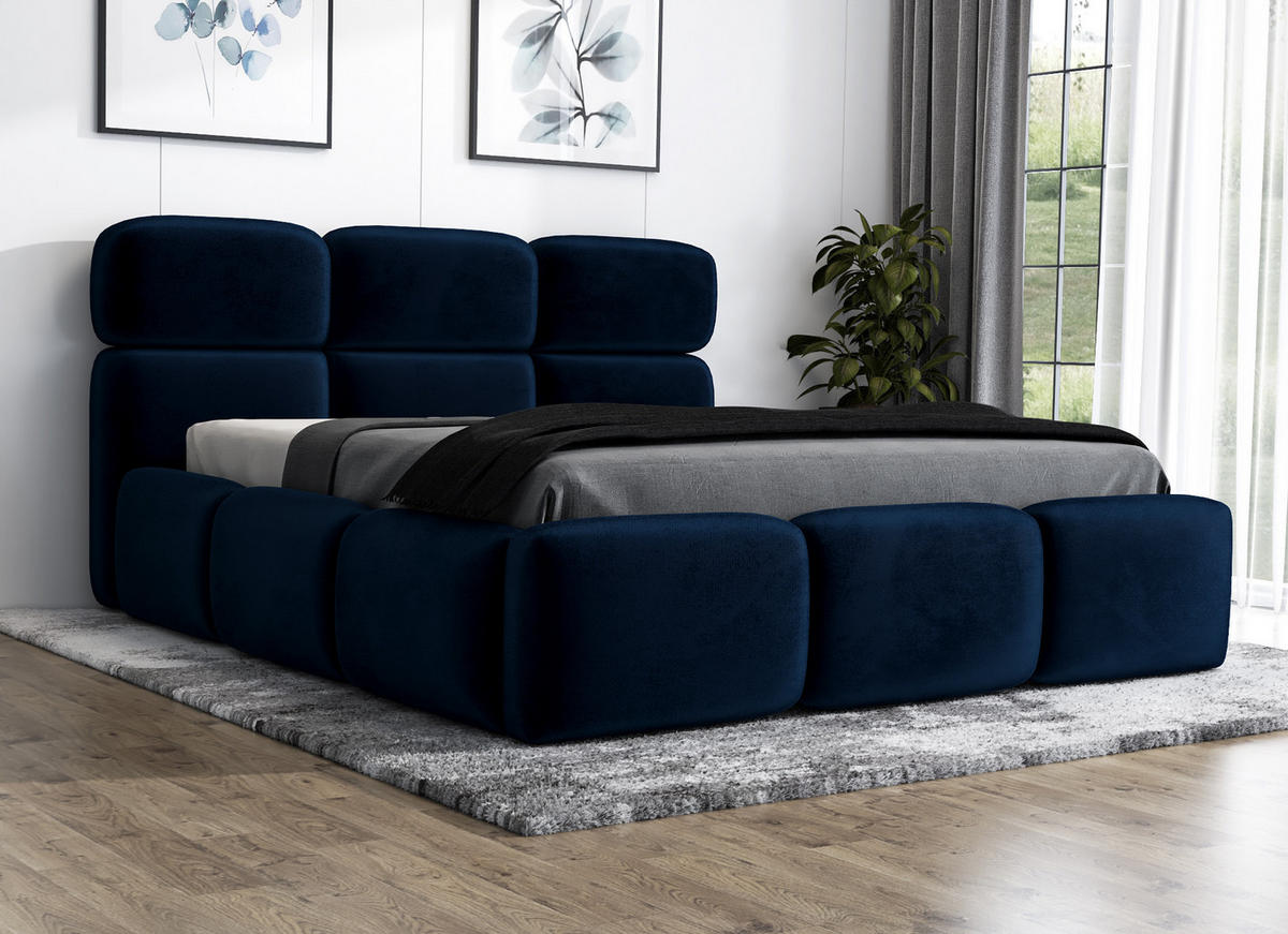 POLSTERBETT MAROKO 140x200 Dunkelblau - Dunkelblau, Textil (140/200cm) - A&J MöbelLand