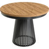 ESSTISCH Scala runder ausziehbarer, Braun 100-180/100/75 cm - Eiche Wotan/Schwarz, Holzwerkstoff/Metall (100/100/75cm) - WFL GROUP