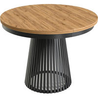 ESSTISCH Scala runder ausziehbarer, Braun 100-180/100/75 cm - Eiche Wotan/Schwarz, Holzwerkstoff/Metall (100/100/75cm) - WFL GROUP