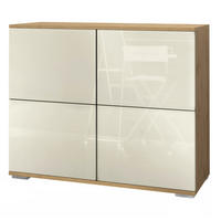 KOMMODE Rova Creme Hochglanz - Creme, Holzwerkstoff (92.5/75.5/35cm) - Vladon