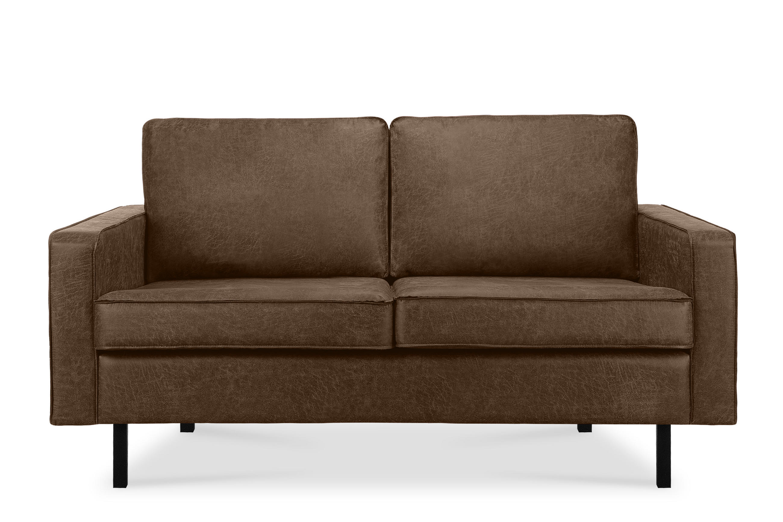 2-SITZER-SOFA INVIA Klassische-Stil mit Armlehnen, Lederoptik-Stoff, dunkelbraun - Dunkelbraun/Schwarz, Textil (164/87/98cm) - KONSIMO®