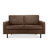 2-SITZER-SOFA INVIA Klassische-Stil mit Armlehnen, Lederoptik-Stoff, dunkelbraun - Dunkelbraun/Schwarz, Textil (164/87/98cm) - KONSIMO®