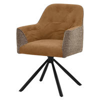 ESSZIMMERSTUHL drehbar Küchenstuhl gepolstert aus Webstoff-Kunstleder Braun - Schwarz/Braun, Textil/Metall (62/87/65cm) - ML-DESIGN