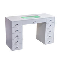 KONSOLENTISCH mit LED 11 Schubladen 130/55/81 CM - Weiß, Metall (55/130/81cm) - VANITII