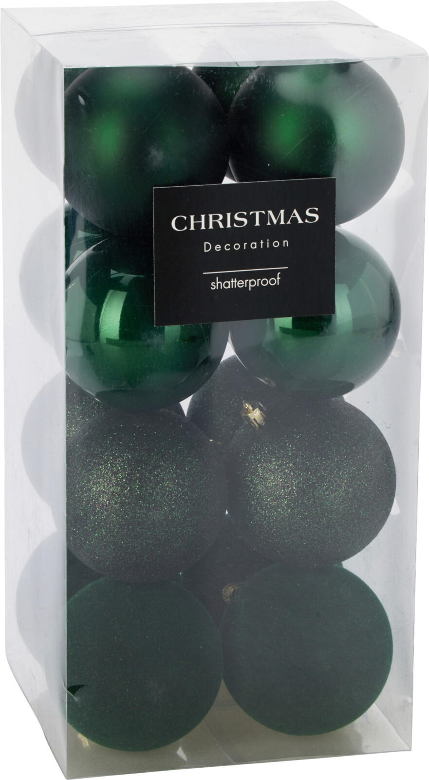 CHRISTBAUMKUGEL Basic Grün 16er Set 8/8/8 cm Kunststoff - Grün, Kunststoff (8/8/8cm) - Mondex