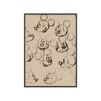 POSTER mit Rahmen Disney - Disney - Mickey Mouse Vintage Drawing No. 01 - Beige/Schwarz, Holz/Papier (70/100cm) - Poster&Frame