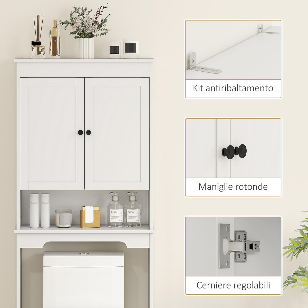 HÄNGESCHRANK Weiß 1 Stück - Weiß, Kunststoff (65/161/22cm) - GiPP