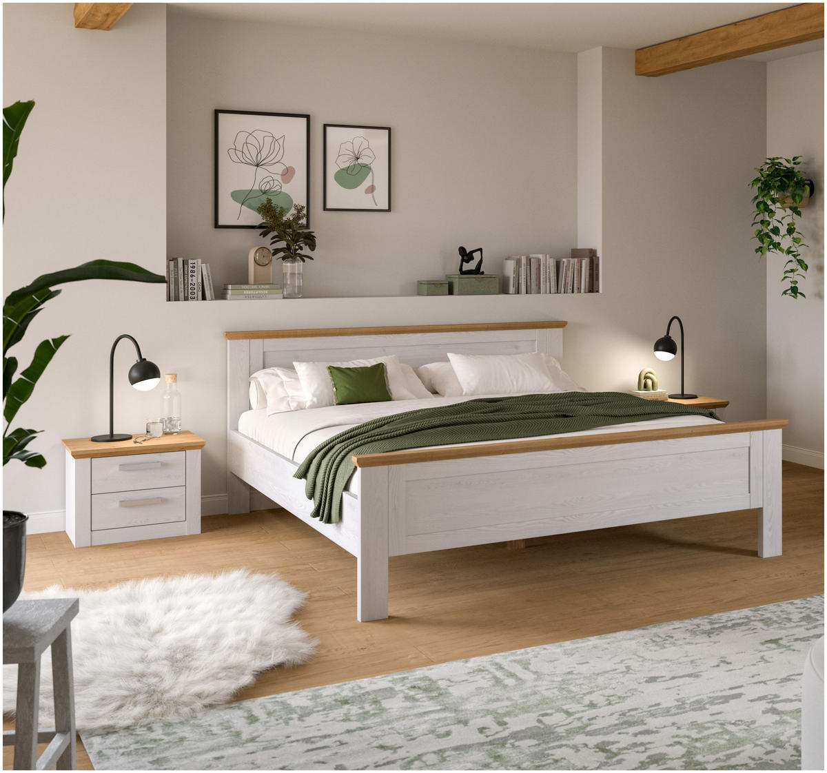 BETTANLAGE Verona Sibiu Lärche Nachbildung 301/90/209 cm - Lärchefarben, Holzwerkstoff - Xonox