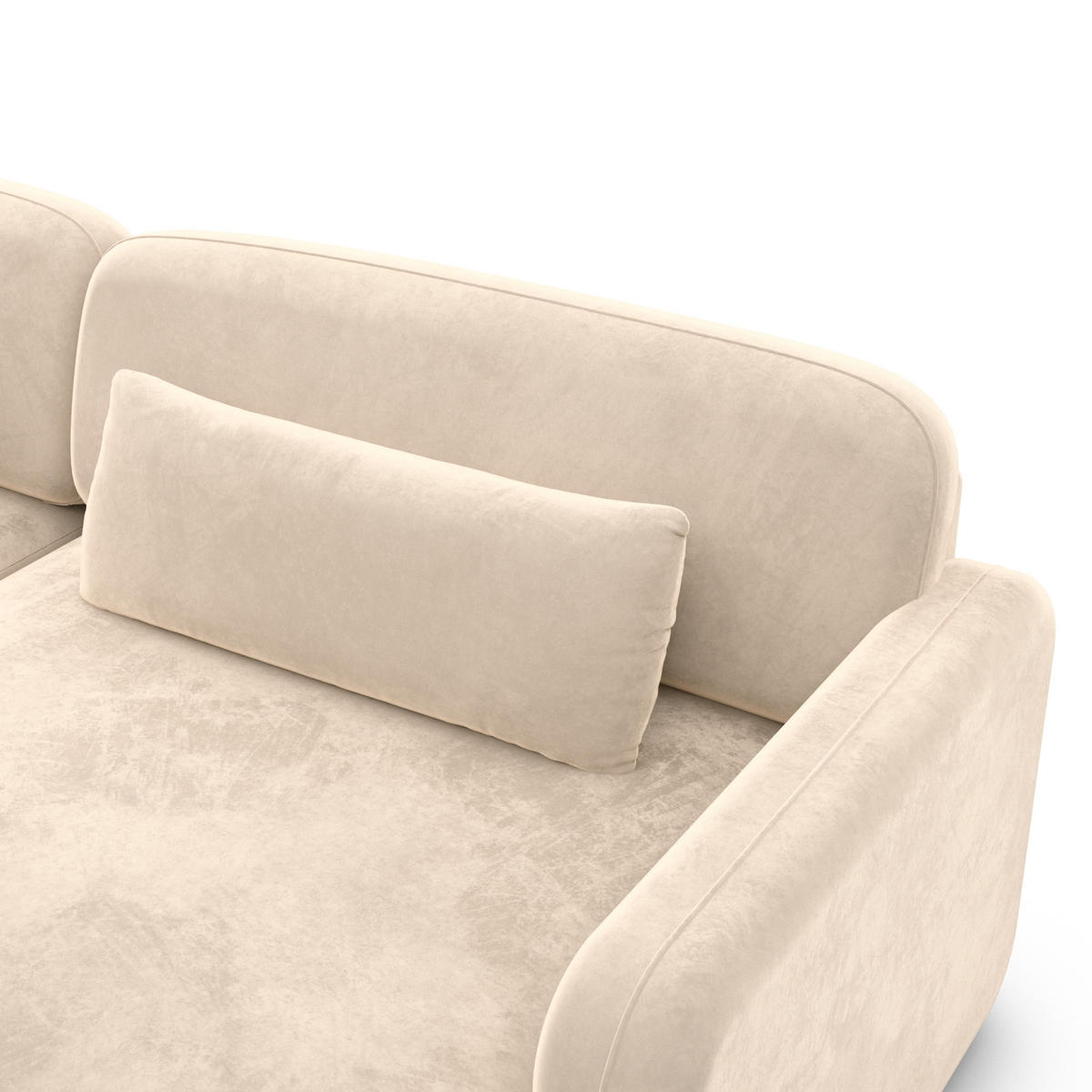 ECKSOFA Valencia L Form Samtstoff Creme - Creme, Textil (229/229cm) - Sofa Dreams