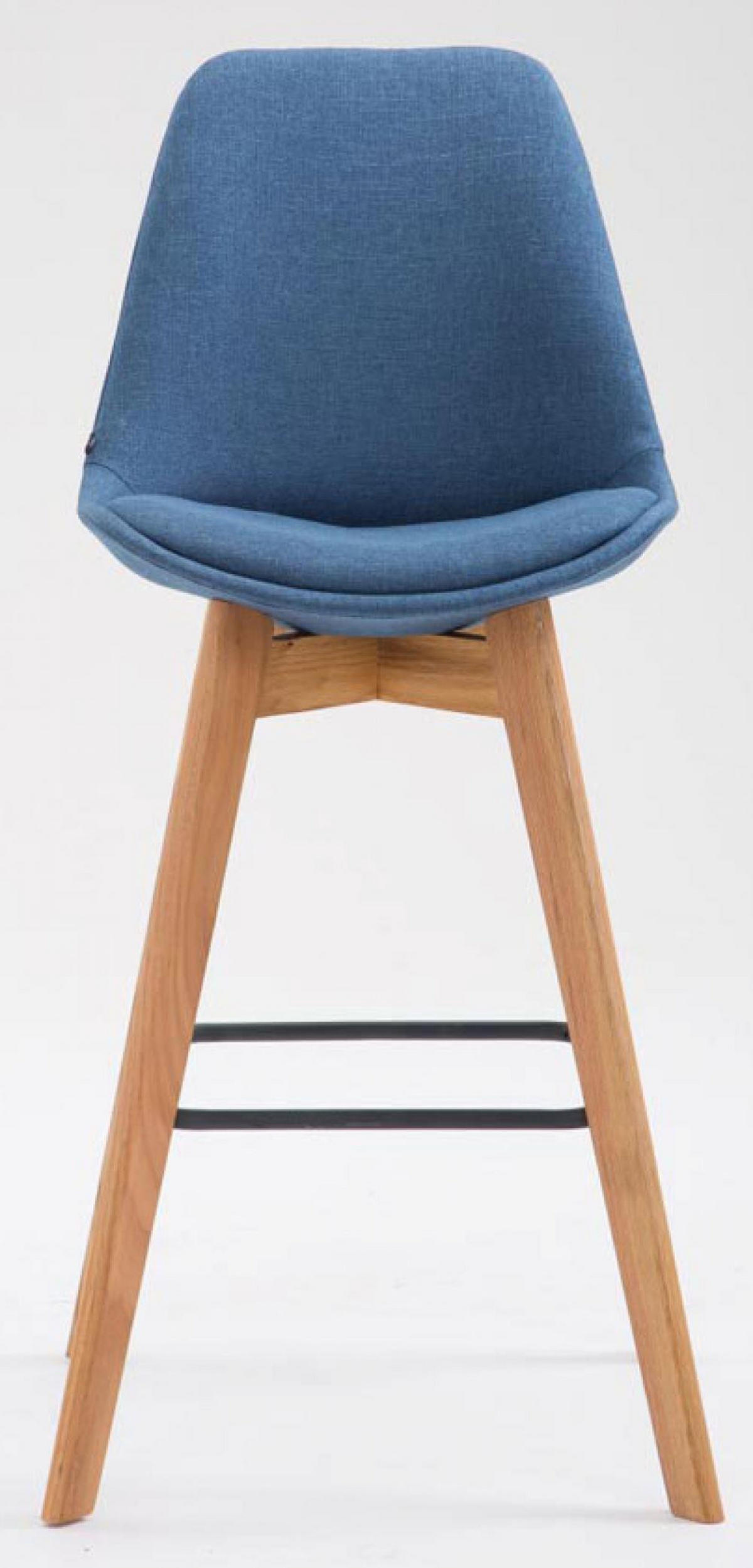 BARHOCKER 2 Stoff Blau - Blau/Eukalyptusholzfarben, Holz/Textil (48/112/56cm) - CLP