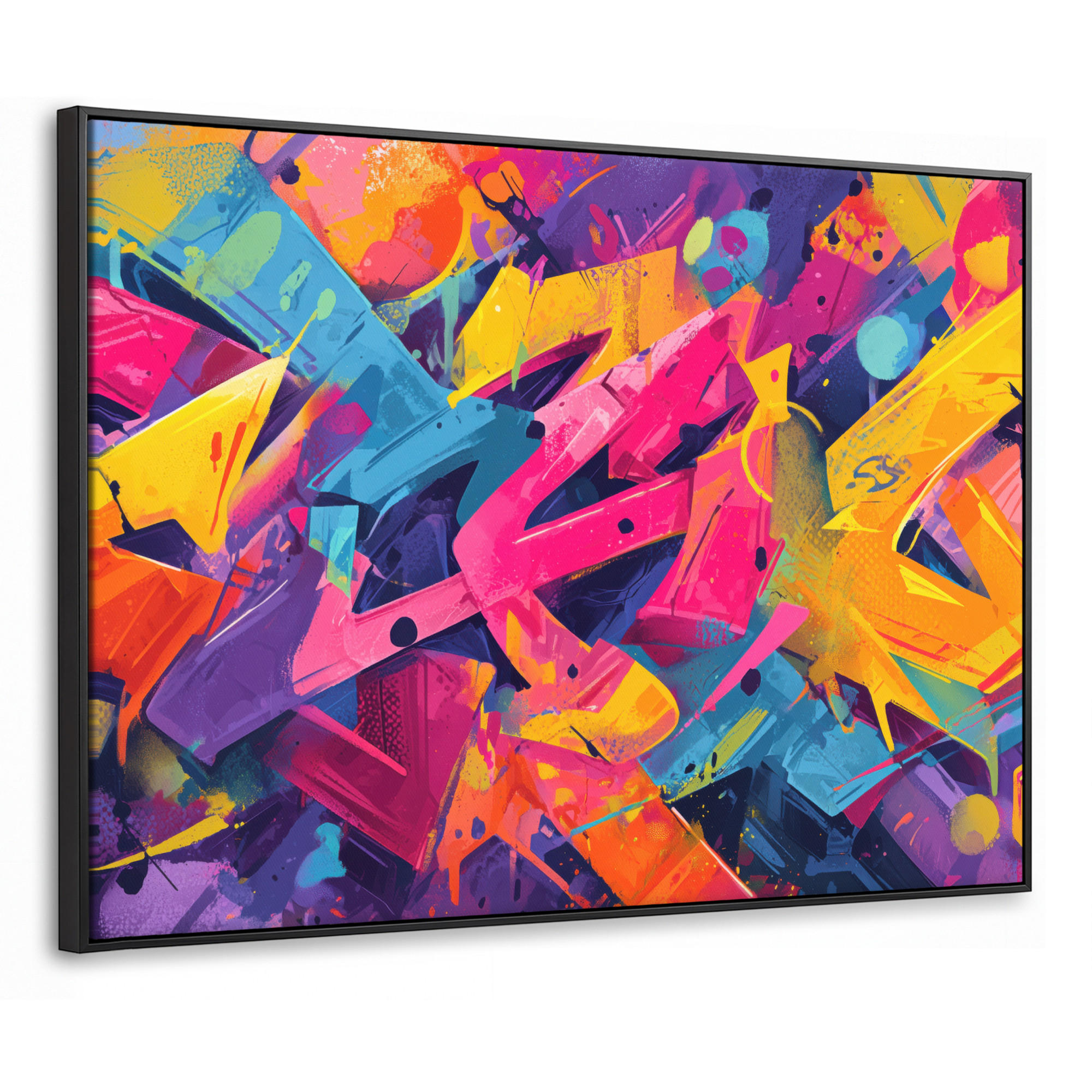 LEINWAND Bilder mit Rahmen - Abstrakt - Formen - Farbenfroh - 80x60 - Magenta, Textil (80/60cm) - MuchoWow