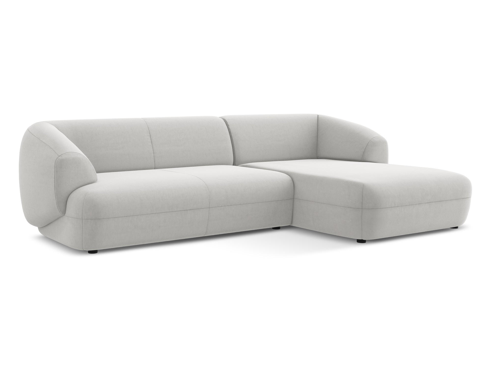 ECKSOFA Rechts Samt Stoff Grau - Silberfarben/Schwarz, Kunststoff/Textil (280/156cm) - Makamii