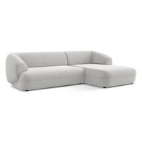 ECKSOFA Rechts Samt Stoff Grau - Silberfarben/Schwarz, Kunststoff/Textil (280/156cm) - Makamii