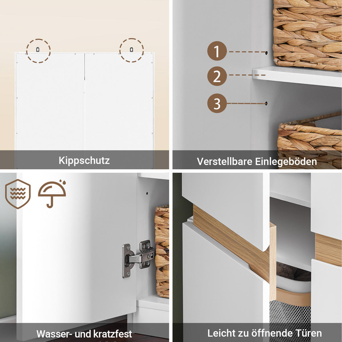 KLEIDERSCHRANK schmal, 61 x 192 x 30 cm, weiß, mit Kleiderstange und Fächern, 30 cm tief für Schlafzimmer und Flur - Weiß, Holzwerkstoff (61/192/30cm) - SoBuy