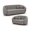 SITZGARNITUR 3+2 Roundi Grau Bouclé - Schwarz/Grau, Holz/Kunststoff (208/76/80cm) - S-Style Möbel