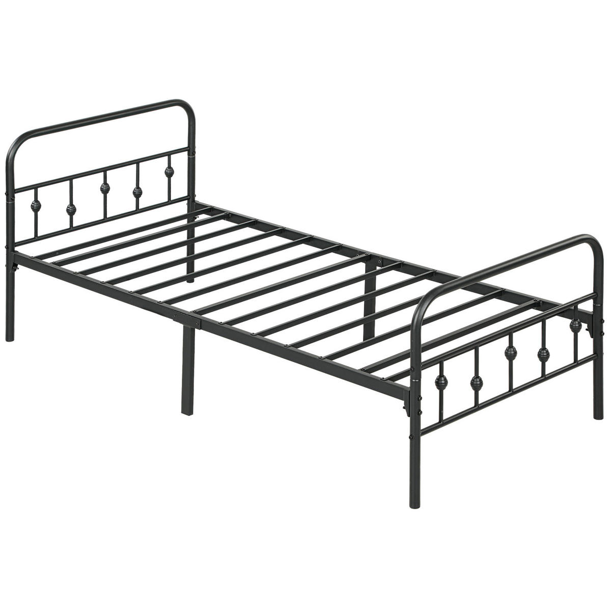 BETTRAHMEN für Matratze 200 x 90 cm, 82,5 cm hoch Metallbett, Schwarz - Schwarz, Metall - HOMCOM