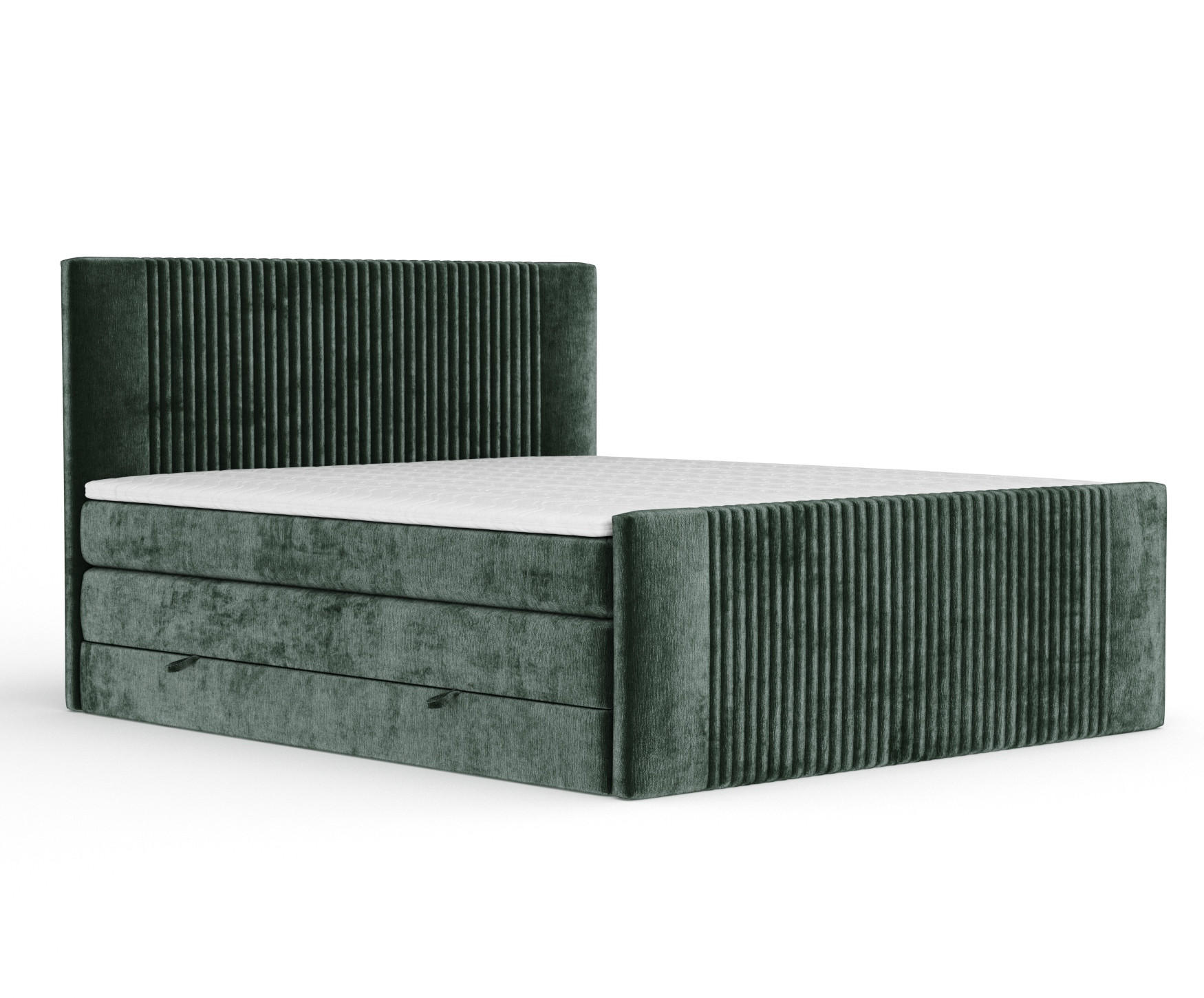 BOXSPRINGBETT Bergamo Grün 200/200 cm - Schwarz/Grün, Holz/Holzwerkstoff (200/200cm) - Maison de Reve
