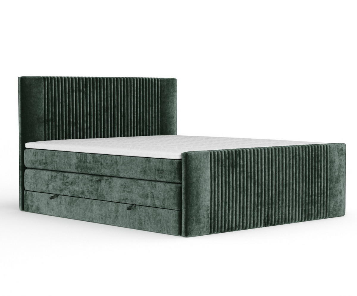 BOXSPRINGBETT Bergamo Grün 160/200 cm - Schwarz/Grün, Holz/Holzwerkstoff (160/200cm) - Maison de Reve