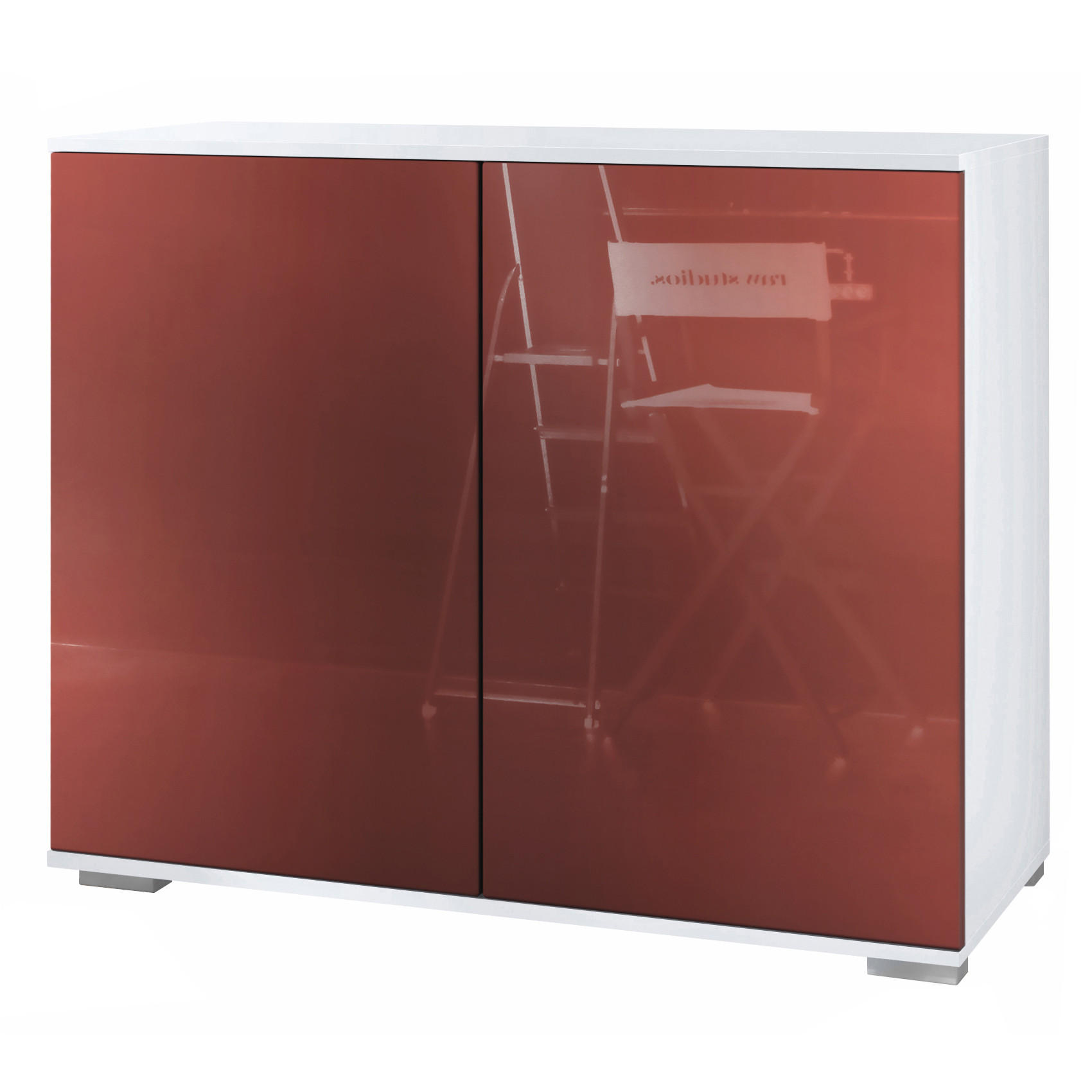 KOMMODE Skadu Bordeaux Hochglanz - Bordeaux, Holzwerkstoff (92.5/75.5/35cm) - Vladon