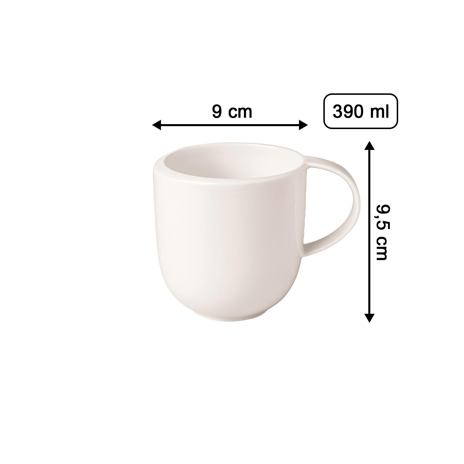 BECHER MIT HENKEL NewMoon weiß 390 ml 6er Set - Weiß, Keramik (0.39L) - Villeroy & Boch