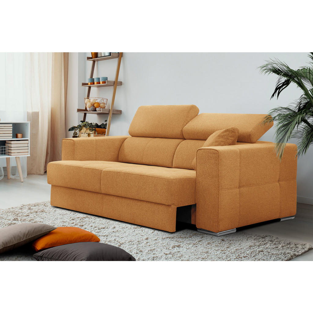 Thumbnail - Courtois Laville Sofa, Orange, Textil, 202x80x102 cm, Wohnzimmer, Sofas & Couches, Sofas, 3-Sitzer Sofas