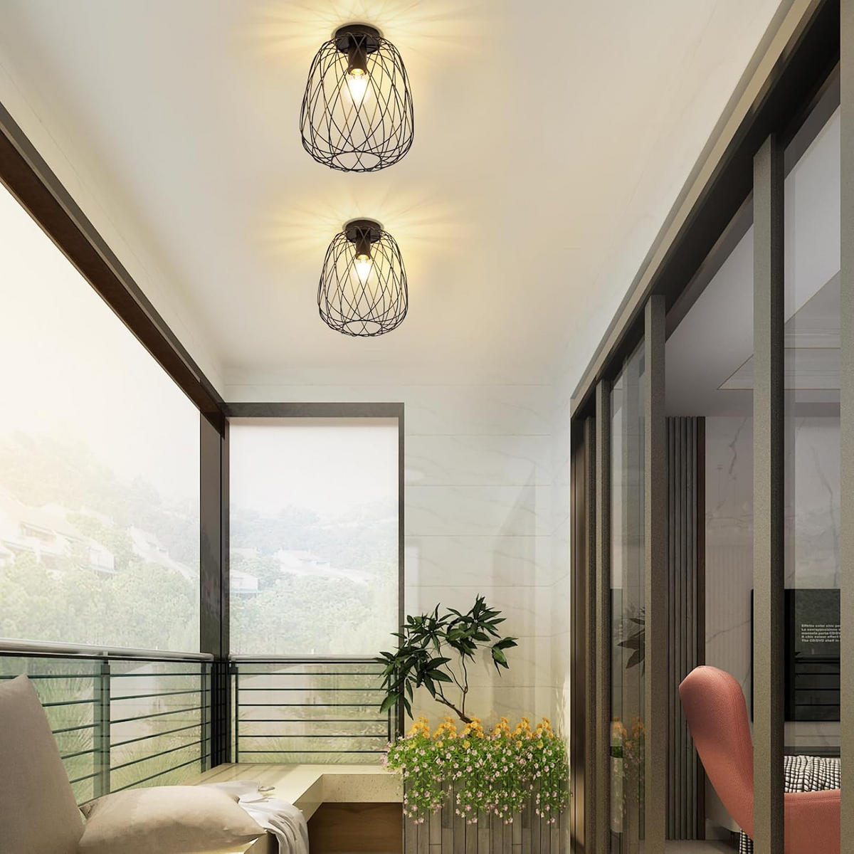 DECKENLEUCHTE Scheinorh 25/30.5/25 cm - Schwarz, Metall (25/25/30.5cm) - ZMH