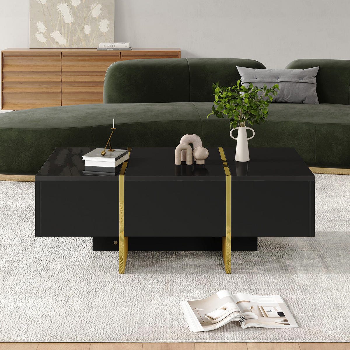 COUCHTISCH Schwarz 100/50/35 cm - Schwarz, Holzwerkstoff/Metall (100/50/35cm) - Urban Meuble